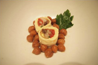 Vegetables rolled with Tofu accompanied by chick peas served at Bistro Seoul. The restaurant offers a menu for vegetarians derived mostly from traditional Korean dishes.  / Courtesy of Bistro Seoul