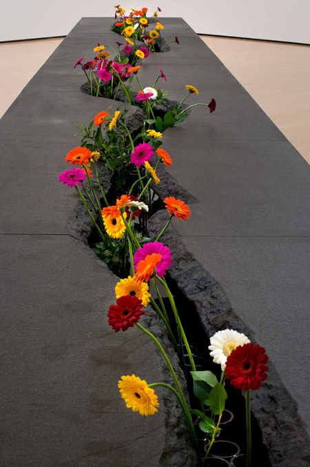 Lee Mingwei’s “The Moving Garden” consists of real flowers and visitors are allowed to pick them if they are willing to share their personal stories.  / Courtesy of MMCA