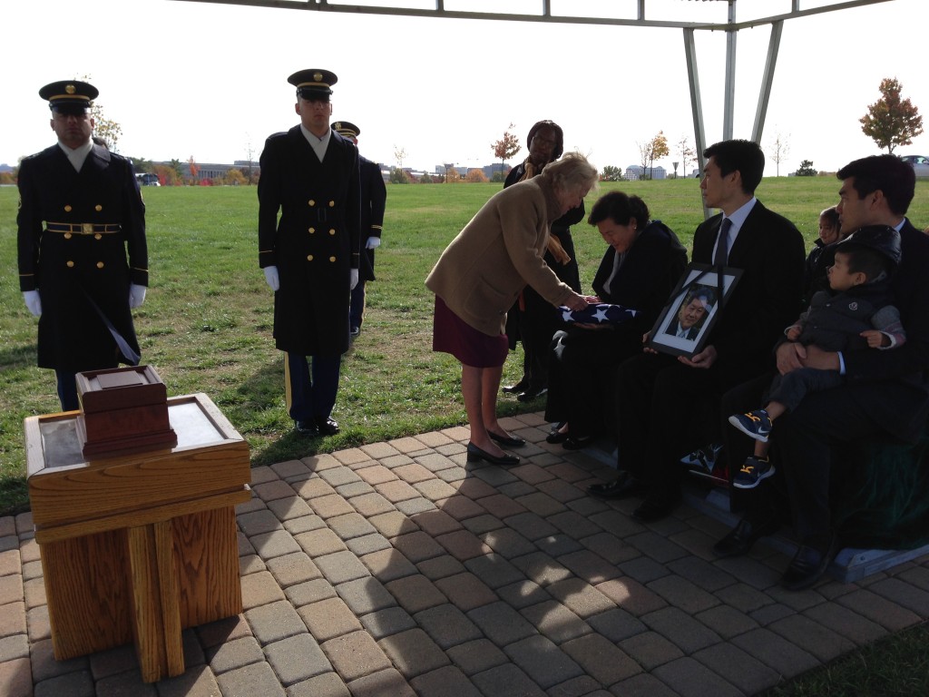 “On behalf of the President of the United States and a grateful nation, please accept this flag as a token of the honorable and faithful service of your loved one." 