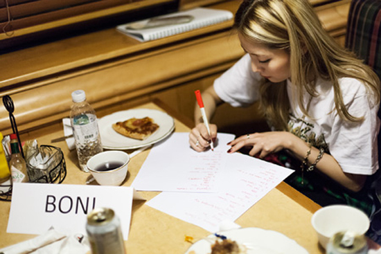 Boni checks her performance schedule during a festival for the U.S. Forces Korea in Seoul on Oct. 19.