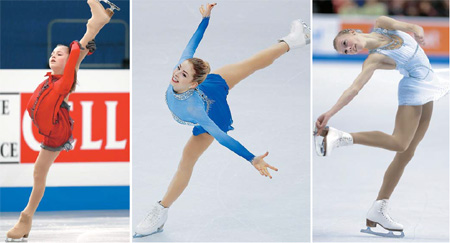 Freshly-crowned European champion Julia Lipnitskaia, U.S champion Gracie Gold and Polina Edmunds, a runner-up at the U.S. national, are eyeing the podium at Sochi Games. (AP-Yonhap)