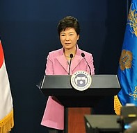 South Korean President Park Geun-hye listens to a journalist during her New Year's press conference at the presidential Blue House in Seoul, South Korea, on Monday, Jan. 6, 2014. Park called for resuming reunions of families separated by the Korean War in the early 1950s. (AP /Yonhap)