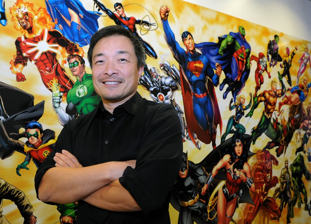 Jim Lee stands in front of a wall at his Burbank studio. (Park Sang-hyuk)