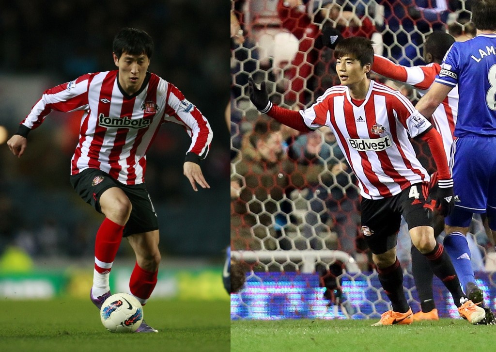 Ji Dong-won, left, leaves behind Ki Seung-yeung at Sunderland to return to Germany. (Newsis)