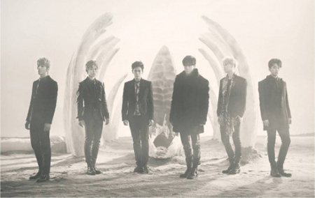 Six members of the K-pop group B.A.P pose in this promotional file photo.