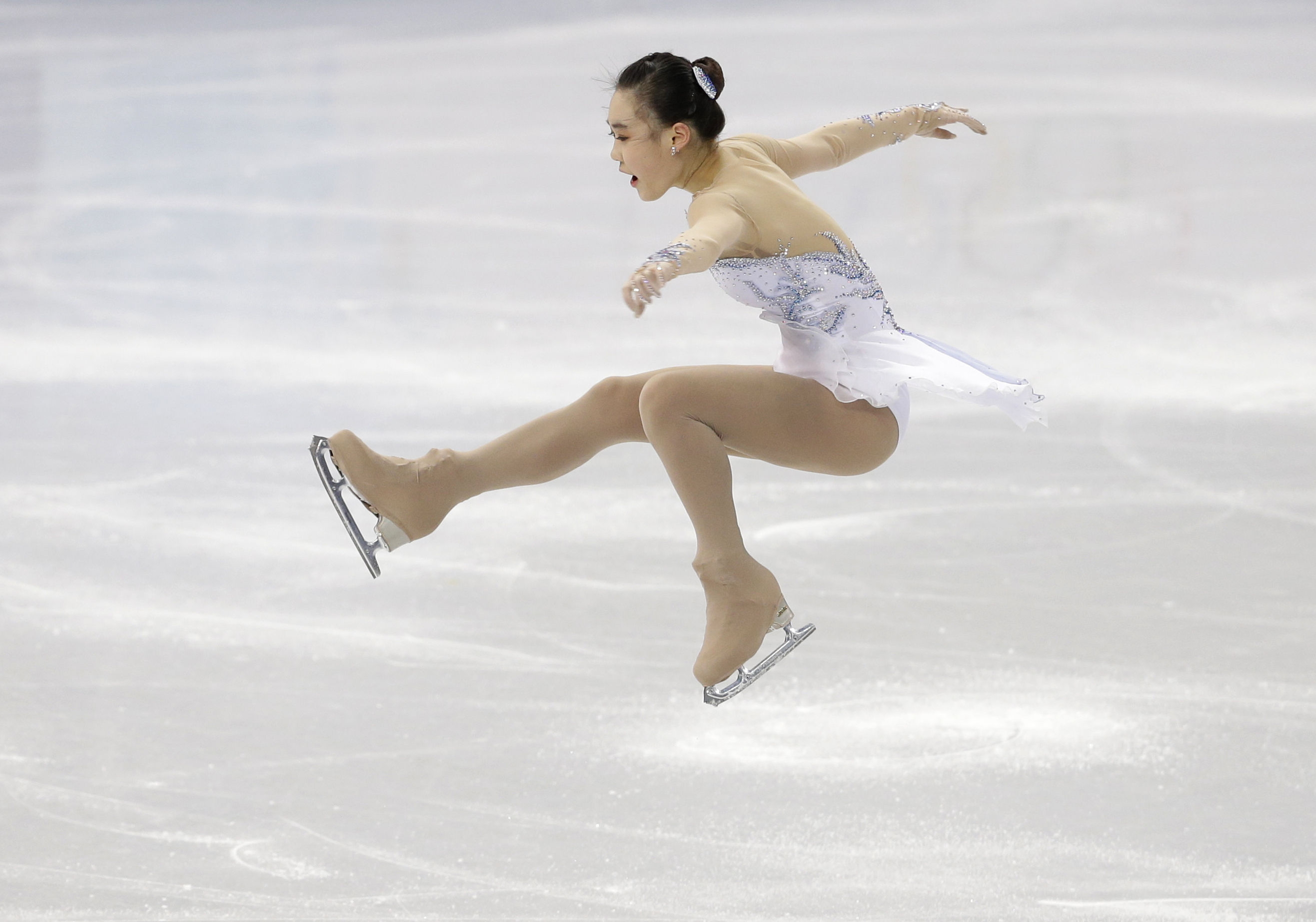 Park So-Youn of South Korea competes in the women's short program figure skating competition at the Iceberg Skating Palace during the 2014 Winter Olympics, Wednesday, Feb. 19, 2014, in Sochi, Russia. (AP Photo/Darron Cummings)