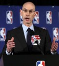 NBA Commissioner Adam Silver addresses the media during a news conference, in New York, Tuesday, April 29, 2014. Silver announced that Los Angeles Clippers owner Donald Sterling has been banned for life by the league in response to racist comments the league says he made in a recorded conversation. (AP Photo/Richard Drew)