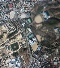 One of the photographs taken by an unmanned aerial vehicle that crashed in Paju on March 24 shows the Gyeongbok Palace area near Cheong Wa Dae. (Courtesy of Ministry of National Defense)