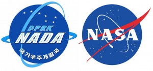 Korea Central News Agency's new logo next to NASA's