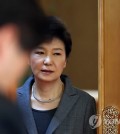 South Korean President Park Geun-hye enters a conference room at the Blue House on April 21. / Yonhap