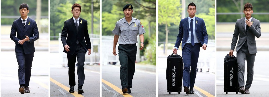 From left - Park Chu-young, Lee Chung-yong, Lee Keun-ho, Kim Shin-wook, Lee Yong. (Yonhap)
