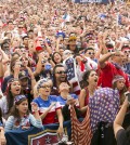 US soccer fans react as they watch the telecast of the 2014 Brazil World Cup soccer match between United States and Germany in Hermosa Beach, Calif., Thursday, June 26, 2014.  (AP Photo/Damian Dovarganes)