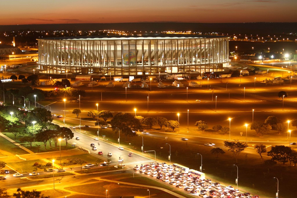 A view of Brasilia's National Stadium complex in Brasilia, Brazil, Monday, June 9, 2014. The Brazil's 2014 soccer Word Cup is set to begin in just a few days, with the opening match on June 12. (AP Photo/Eraldo Peres)