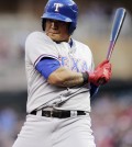 Texas Rangers' Choo Shin-soo, of Korea, avoids a close pitch. (AP)