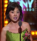 Linda Cho during her Tony acceptance speech. (YouTube capture)