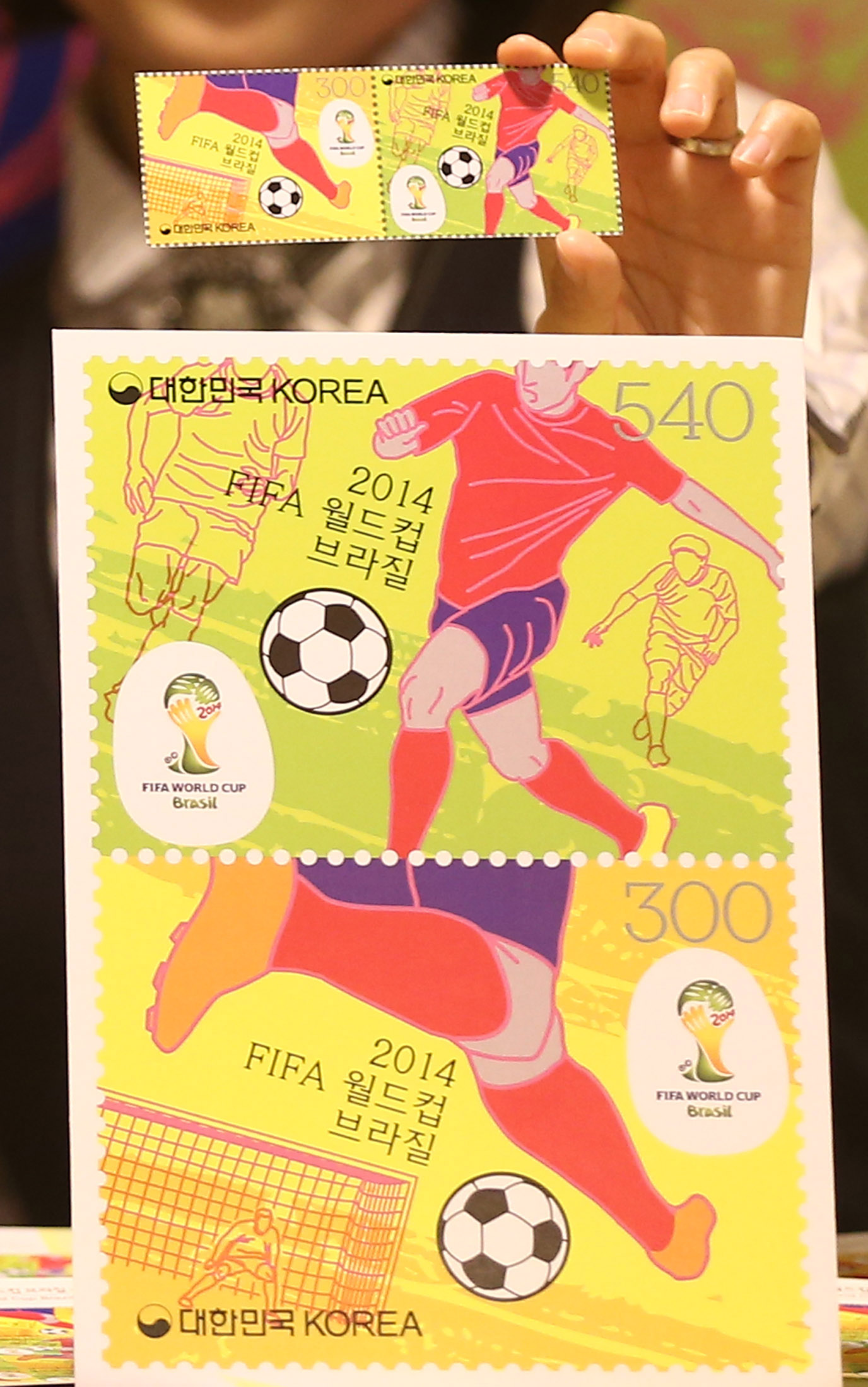 The World Cup commemorative stamps went on sale in Korea on Monday. (Yonhap) 