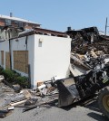 The remnants of a commercial building in Palisades Park, New Jersey, after a July 23 fire.