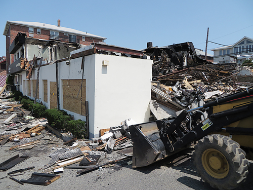 The remnants of a commercial building in Palisades Park, New Jersey, after a July 23 fire. 