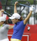 Kim In-kyung, right, warmed up nicely in search of her first major title.