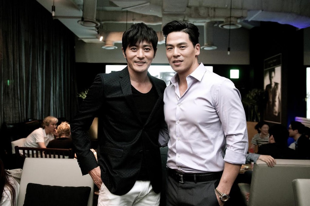 Rich Ting, right, with actor Jang Dong-gun for "No Tears for the Dead." (Courtesy of Rich Ting)