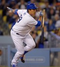 Ryu Hyun-jin helped himself with two hits, including an RBI double, on July 2 at the Dodger Stadium, but had nothing to show for it at the end. (AP)