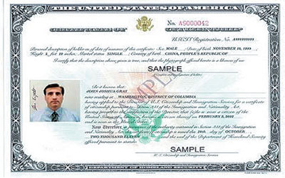 Certificate of citizenship sample. 