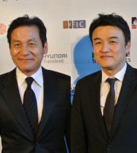 Actors Ahn Sung-ki, left, and Park Joong-hoon at the second San Diego Korean Film Festival.