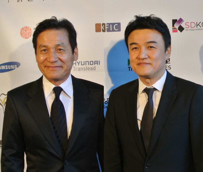 Actors Ahn Sung-ki, left, and Park Joong-hoon at the second San Diego Korean Film Festival.