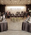 Delegation of South Korea, center, China, and Japan, left, attend the 9th Trilateral Senior Foreign Affairs Official's Consultation  in Seoul, South Korea, Thursday, Sept. 11, 2014. Senior diplomats from South Korea, China and Japan held a three-way meeting in Seoul later Thursday to discuss ways to promote cooperation in Northeast Asia.(AP Photo/Ahn Young-joon)