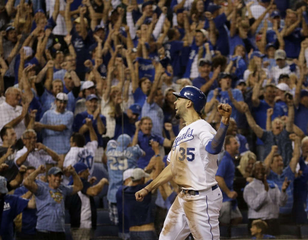 The Kansas City Royals are going into Tuesday's game with an unbeaten 2014 postseason record (AP Photo/Charlie Riedel)