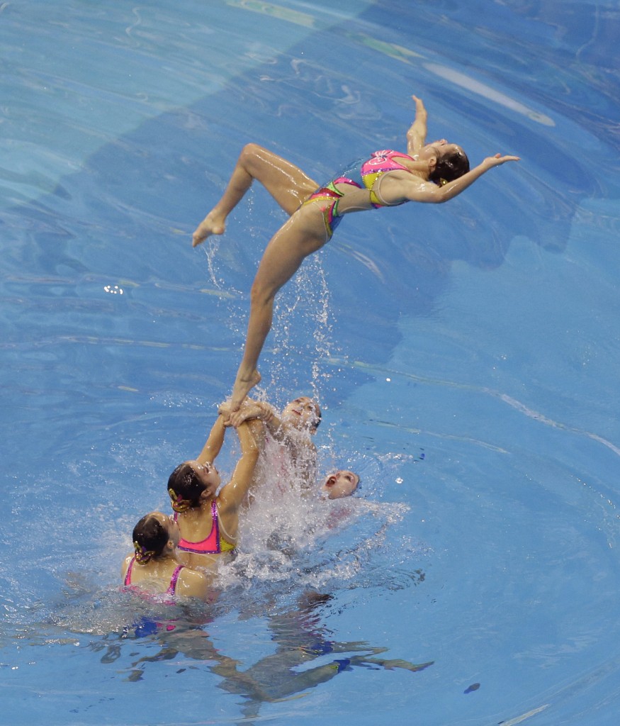 The North Korean synchronized swimming team performs in Incheon for the 17th Asian Games on Sept. 22, 2014. The North Koreans won the bronze medal. The gold went to China and the silver to Japan. (AP)