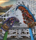 A fire broke out this afternoon around the highest point of the recently closed Colossus wooden roller coaster at Magic Mountain.  Colossus, which opened to great fanfare in 1978, was closed Aug. 17 and
will be replaced with an attraction called "Twisted Colossus,'' as shown. (AP)