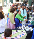 The Korean tea ceremony drew crowds at the L.A. Times Central Court inside LACMA Saturday. (Brant Bogan/LACMA)