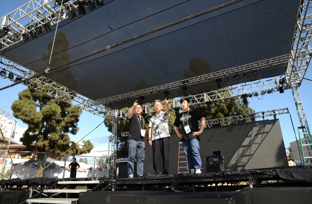 Members of the Los Angeles Korean Festival Foundation prepare for the kickoff of the 41st Los Angeles Korean Festival. (Kim Young-jae/The Korea Times)