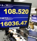 Japan Financial Markets
Money traders of a foreign exchange dealing company work under an electric screen indicating the U.S. dollar against the Japanese yen in Tokyo Thursday, Sept. 18, 2014. The U.S. dollar hit its highest level against yen in six years. (AP Photo/Kyodo News)