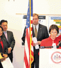 Fairfax County Board of Supervisors Sharon Bulova discusses a new Korean-language elections hotline at a press conference Wednesday.