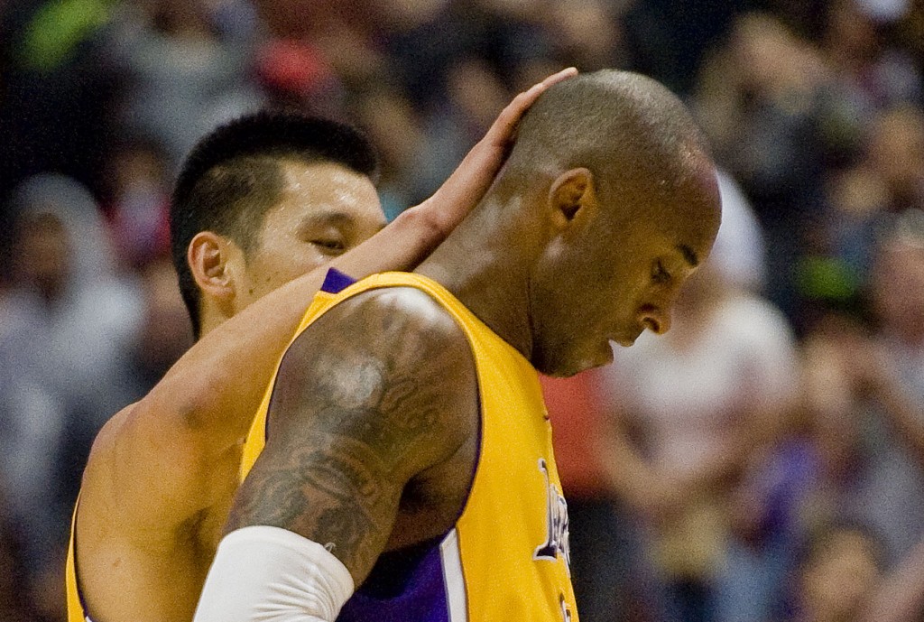 Last year, Kobe Bryant, right, made a shooting guard out of Steve Nash, one of the best point guard in NBA history. It will be interesting to see if Jeremy Lin can succeed in a similar role alongside Kobe this season. (AP Photo/The Orange County Register, Paul Rodriguez)