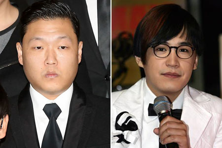 Psy, left, and Lee Soo from M.C. The Max (Yonhap)