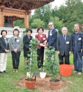Representatives from the Northern Virginia Regional Park Authority, the Washington Korean Cultural Committee and Jeonju Lee Clan at a planting ceremony inside Korean Bell Garden.