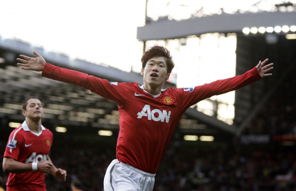 The trailblazing South Korean midfielder won four Premier League titles, the Champions League, the Club World Cup and three League Cups between 2005 and 2012 at United. (AP)