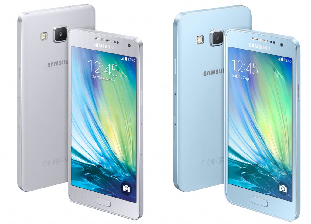 Samsung unveiled Galaxy A5, left, and A3. (Yonhap)
