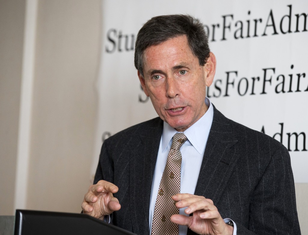 Edward Blum, the director of the Project on Fair Representation, during a news conference in Washington, Monday, Nov. 17, 2014, announced the filing of two lawsuits challenging the alleged racial preference admissions policies of Harvard and the University of North Carolina-Chapel Hill .   (AP Photo/Manuel Balce Ceneta)