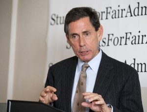 Edward Blum, the director of the Project on Fair Representation, during a news conference in Washington, Monday, Nov. 17, 2014, announced the filing of two lawsuits challenging the alleged racial preference admissions policies of Harvard and the University of North Carolina-Chapel Hill .   (AP Photo/Manuel Balce Ceneta)