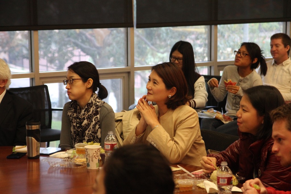 Attendees listen to a talk given by Sohn Jie-Ae at "K-pop Mania: South Korea's Place Under the Sun" at USC Wednesday.