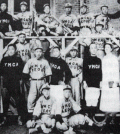 The baseball team of Hwangsung Young Men's Christian Association (presently the Seoul YMCA), including its manager Philip Gillett, far right, an American missionary, poses for a photograph in 1911. It was around this time that Koreans began calling baseball by the name "yagu." (Yonhap)