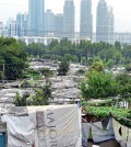Guryong Village, a shanty town in Seoul's most affluent district, Gangnam, is seen against the backdrop of high-rise buildings. (NEWSis)
