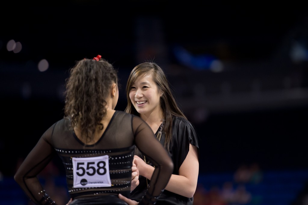 Stanford assistant coach Tabitha Yim and Ashley Morgan during the NCAA Championships at UCLA. (Courtesy of Tabitha Yim)