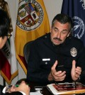 LAPD Chief Charlie Beck during an interview at LAPD's downtown headquarters. (Lee Woo-su/The Korea Times)
