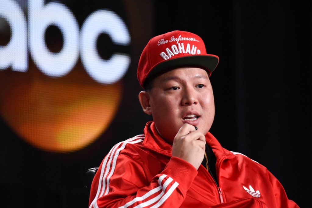 Eddie Huang speaks on stage during the "Fresh Off the Boat" panel at the Disney/ABC Television Group 2015 Winter TCA on Wednesday, Jan. 14, 2015, in Pasadena, Calif. (Photo by Richard Shotwell/Invision/AP)