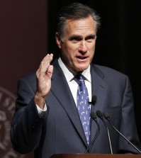 FILE - In this Jan. 28, 2015 file photo, former GOP presidential candidate Mitt Romney speaks at Mississippi State University in Starkville, Miss. Romney, the 2012 GOP presidential nominee Mitt Romney says he will not run for president in 2016. (AP Photo/Rogelio V. Solis, File)